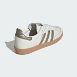 Adidas Samba OG IG1964 White Leather Sneakers with Olive Stripes and Gum Sole