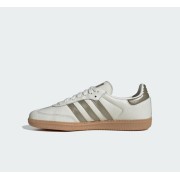 Adidas Samba OG IG1964 – Klassische Weiße Ledersneaker mit Olivgrünen Streifen und Gummisohle für Retro-Stil