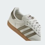 Adidas Samba OG IG1964 White Leather Sneakers with Olive Stripes and Gum Sole