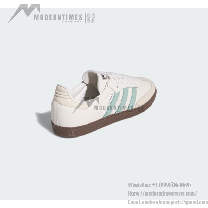 Adidas Samba OG IH2752 white leather sneakers with mint green stripes and gum sole