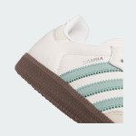 Adidas Samba OG IH2752 white leather sneakers with mint green stripes and gum sole