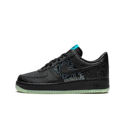 Space Jam x Nike Air Force 1 Low "Computer Chip" DH5354-001 Futuristic Black Sneakers | Glow-in-the-Dark Design