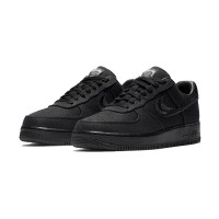 Stüssy x Nike Air Force 1 Low 'Black' CZ9084-001 - All-Black Canvas Streetwear Collaboration Sneakers