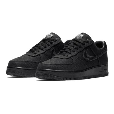 Stüssy x Nike Air Force 1 Low 'Black' CZ9084-001 - All-Black Canvas Streetwear Collaboration Sneakers