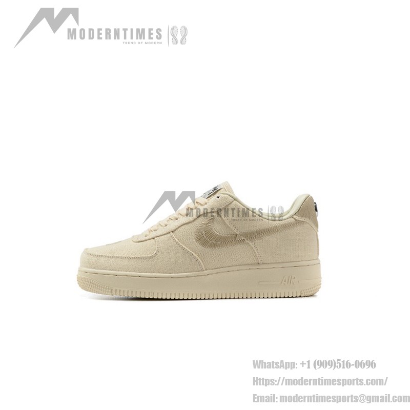 Stüssy x Nike Air Force 1 Low CZ9084-200 - Fossil Stone Sneakers with Hemp Upper