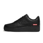 Supreme x Nike Air Force 1 Low CU9225-001 - Black Leather Sneakers with Red Supreme Logo