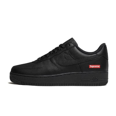 Supreme x Nike Air Force 1 Low CU9225-001 - Sleek Black Leather Sneakers with Iconic Red Supreme Box Logo