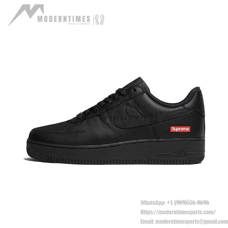 Supreme x Nike Air Force 1 Low CU9225-001 - Black Leather Sneakers with Red Supreme Logo