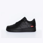 Supreme x Nike Air Force 1 Low CU9225-001 - Black Leather Sneakers with Red Supreme Logo