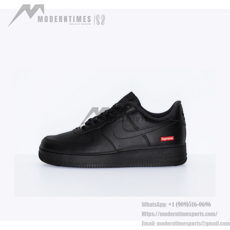 Supreme x Nike Air Force 1 Low CU9225-001 - Black Leather Sneakers with Red Supreme Logo