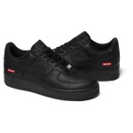 Supreme x Nike Air Force 1 Low CU9225-001 - Black Leather Sneakers with Red Supreme Logo