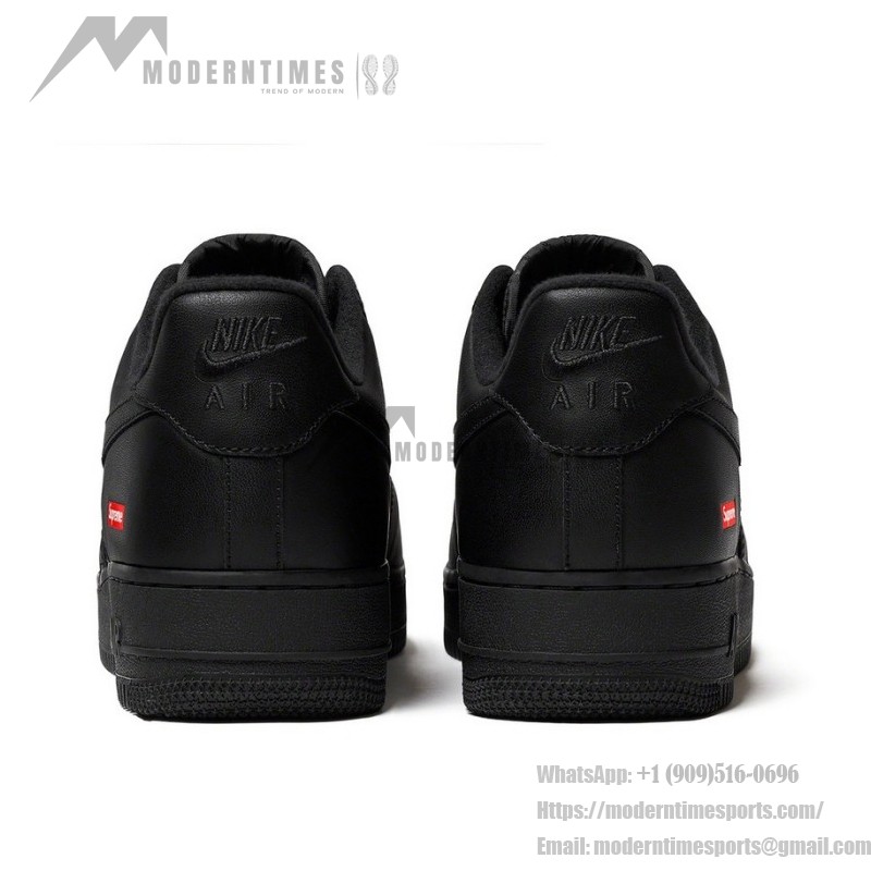 Supreme x Nike Air Force 1 Low CU9225-001 - Black Leather Sneakers with Red Supreme Logo