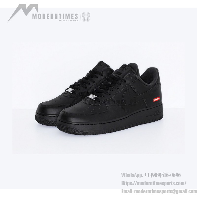 Supreme x Nike Air Force 1 Low CU9225-001 - Black Leather Sneakers with Red Supreme Logo