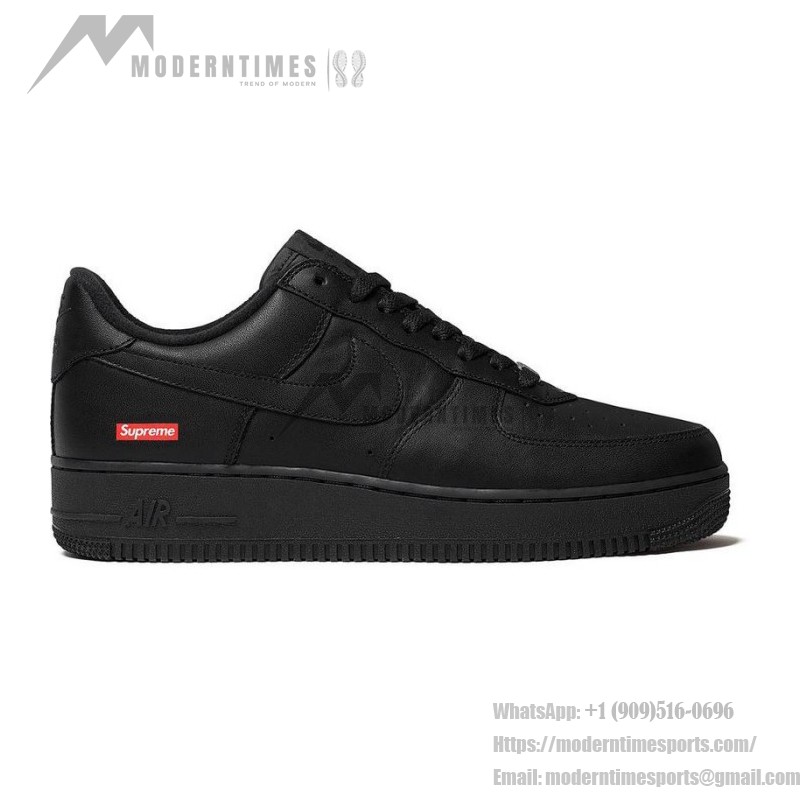 Supreme x Nike Air Force 1 Low CU9225-001 - Black Leather Sneakers with Red Supreme Logo