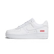 Supreme x Nike Air Force 1 Low CU9225-100 - Clean White Leather Sneakers with Iconic Red Supreme Box Logo