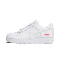 Supreme x Nike Air Force 1 Low CU9225-100 - Clean White Leather Sneakers with Iconic Red Supreme Box Logo