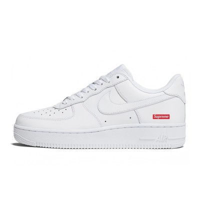 Supreme x Nike Air Force 1 Low CU9225-100 - Clean White Leather Sneakers with Iconic Red Supreme Box Logo