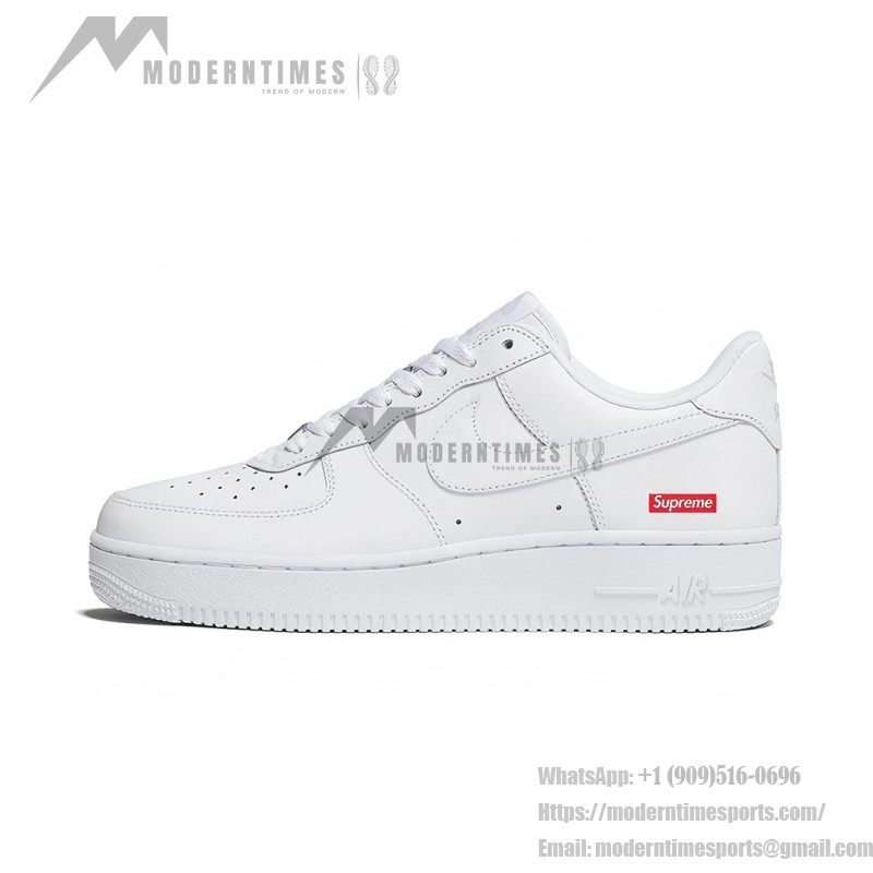 Supreme x Nike Air Force 1 Low CU9225-100 - White Leather Sneakers with Red Supreme Logo