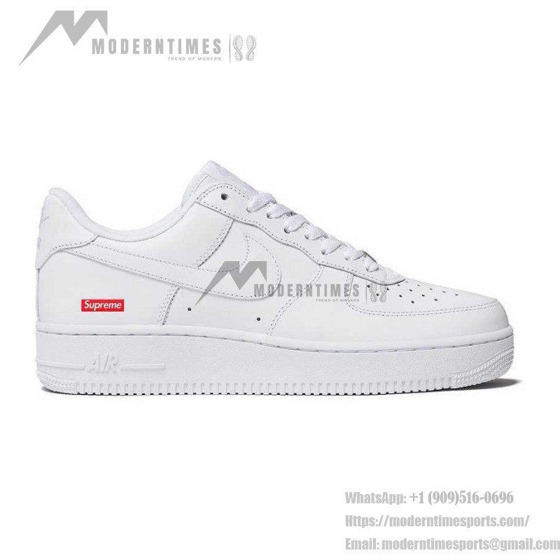 Supreme x Nike Air Force 1 Low CU9225-100 - White Leather Sneakers with Red Supreme Logo