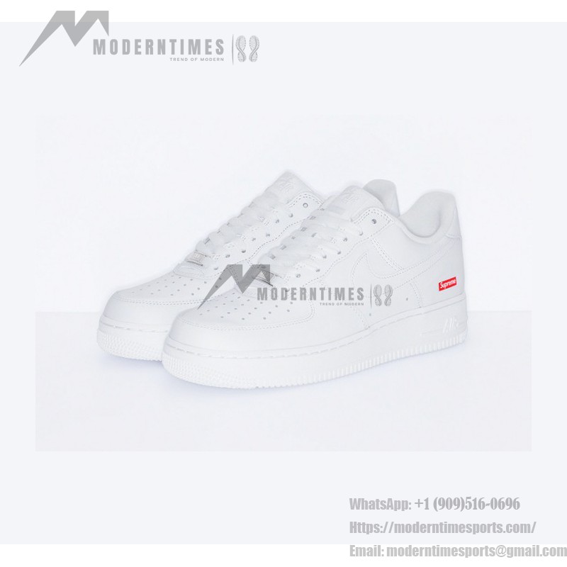 Supreme x Nike Air Force 1 Low CU9225-100 - White Leather Sneakers with Red Supreme Logo