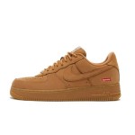 Supreme x Nike Air Force 1 Low DN1555-200 - Flax Nubuck Sneakers with Red Supreme Logo