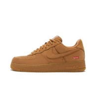 Supreme x Nike Air Force 1 Low DN1555-200 - Flax Nubuck Sneakers with Iconic Red Supreme Box Logo