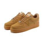 Supreme x Nike Air Force 1 Low DN1555-200 - Flax Nubuck Sneakers with Red Supreme Logo