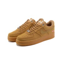 Supreme x Nike Air Force 1 Low DN1555-200 - Flax Nubuck Sneakers with Iconic Red Supreme Box Logo