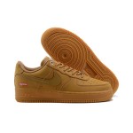 Supreme x Nike Air Force 1 Low DN1555-200 - Flax Nubuck Sneakers with Red Supreme Logo