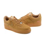 Supreme x Nike Air Force 1 Low DN1555-200 - Flax Nubuck Sneakers with Red Supreme Logo