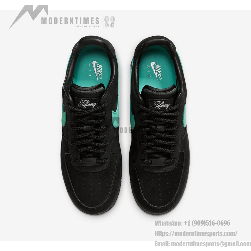 Tiffany & Co. x Nike Air Force 1 Low DZ1382-001 - Black Suede Sneakers with Tiffany Blue Swoosh