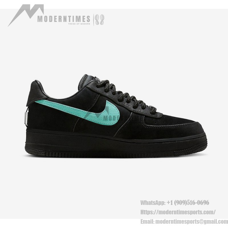 Tiffany & Co. x Nike Air Force 1 Low DZ1382-001 - Black Suede Sneakers with Tiffany Blue Swoosh