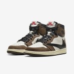 Travis Scott x Air Jordan 1 High OG NRG CD4487-100 逆スウッシュ ブラウン限定版スニーカー