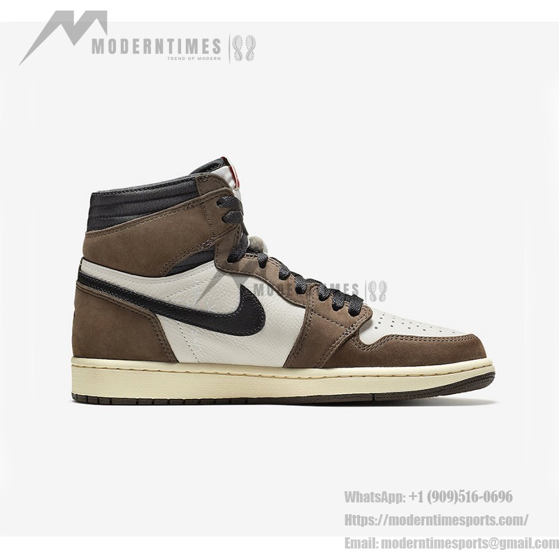 Travis Scott x Air Jordan 1 High OG NRG CD4487-100 Reverse Swoosh Brown Limited Edition Sneaker