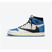 Travis Scott x Fragment Design x Air Jordan 1 High OG Collab DH3227-105 Blue White Black Classic Colorway