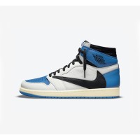 Travis Scott x Fragment Design x Air Jordan 1 High OG Collab DH3227-105 Blue White Black Classic Colorway