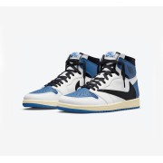 Travis Scott x Fragment Design x Air Jordan 1 High OG Collab DH3227-105 Blue White Black Classic Colorway