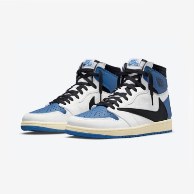 Travis Scott x Fragment Design x Air Jordan 1 High OG Collab DH3227-105 Blue White Black Classic Colorway