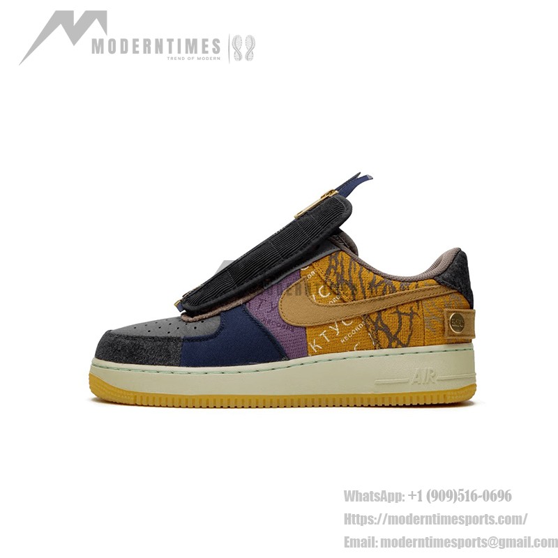 Travis Scott x Nike Air Force 1 Low 'Cactus Jack' CN2405-900 - Patchwork Collaboration Sneakers with Zippered Overlays