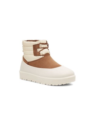 UGG Classic Mini Schnürstiefel Wetterfest Kastanienbraun/Weiß 1120849 - Wasserdichte Schaffellstiefel für jedes Wetter