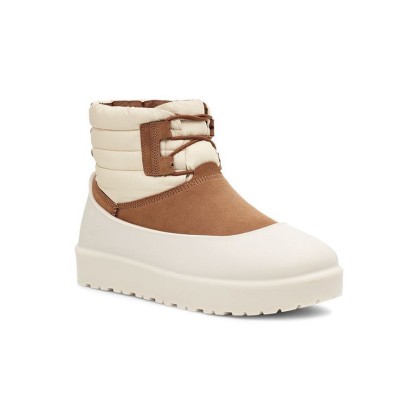 UGG Classic Mini Schnürstiefel Wetterfest Kastanienbraun/Weiß 1120849 - Wasserdichte Schaffellstiefel für jedes Wetter