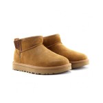 UGG Women's Classic Ultra Mini Zip Boot Chestnut/Orange Soda - Sheepskin-Lined Suede Boots