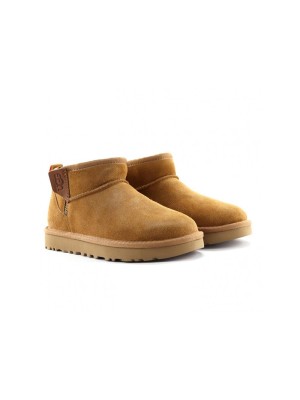 UGG Damen Classic Ultra Mini Zip Boot Chestnut/Orange Soda 1143984 - Bequeme Stiefel aus Wildleder mit Schaffellfutter und Seitlichem Reißverschluss für Einfaches Anziehen