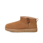 UGG Women's Classic Ultra Mini Zip Boot Chestnut/Orange Soda - Sheepskin-Lined Suede Boots