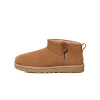 UGG Damen Classic Ultra Mini Zip Boot Chestnut/Orange Soda 1143984 - Bequeme Stiefel aus Wildleder mit Schaffellfutter und Seitlichem Reißverschluss für Einfaches Anziehen