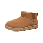 UGG Women's Classic Ultra Mini Zip Boot Chestnut/Orange Soda - Sheepskin-Lined Suede Boots