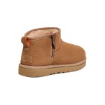 UGG Women's Classic Ultra Mini Zip Boot Chestnut/Orange Soda - Sheepskin-Lined Suede Boots