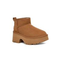 UGG Women's Classic Ultra Mini New Heights Chestnut 1158311 - Fashionable Sheepskin Boots with High Platform Sole