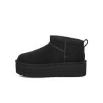 UGG Women's Classic Ultra Mini Platform Black with Sheepskin Lining and Suede Upper