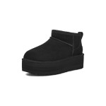 UGG Women's Classic Ultra Mini Platform Black with Sheepskin Lining and Suede Upper